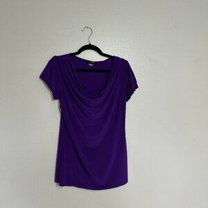 Candid Soul dark purple cowl neck top Size L